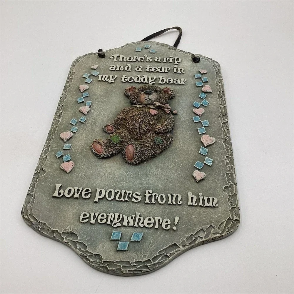 Ceramic Teddy Bear Wall Hanging Plaque Home‎ Decor